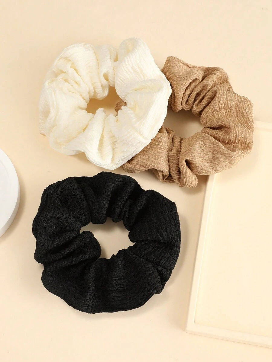 3入組女士多色布料髮飾,新款髮圈套裝,適合日常佩戴