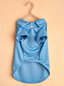 1pc Polo Pet Shirt, Suitable For Daily Use - Blue - View 2