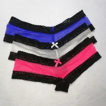 Kit de Tres Cacheteros de Encaje Liso por detras y enfrente encaje - Negro - Ver 2
