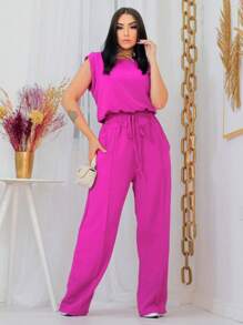 Women Two-piece Outfits - Rose Red - View 1