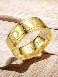 1入 Fashionable鈦鋼戒指,我愛您,dad父親節/生日/假期禮物,家庭風格個性化配件,男友禮物,創意男士戒指,適用於爸爸的休閒戒指/配件,流行的歐美風格配件 - Love You dad 戒指 - 查看 7