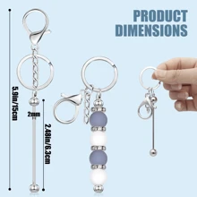 6 hạt kim loại móc chìa khóa đính hạt, thích hợp làm mặt dây chuyền, đồ thủ công DIY, làm đồ trang sức, quà tặng cho nam và nữ, ngày lễ tình nhân - Bạc - Xem 2