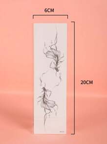 1片防水且無反光金色魚紋身貼紙,逼真風格,適用於女孩手臂 - 黑色 - 查看 3
