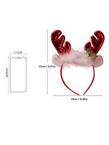 1入隨機顏色和款式的聖誕頭飾,可愛的鹿角頭箍適用於女孩化妝與發型配飾,節日氛圍