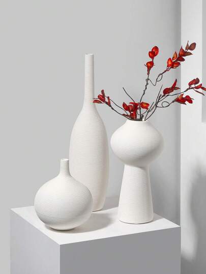 Nordic Modern Simple White Ceramic Vase For Home Living Room Tv Cabinet Decoration Dining Table Centerpiece Flower Arrangement Craft,Home Decor,Flower Vase,Centerpiece,Table Decor Gifts Birthday Graduation Back To School Room Decor School Supplies Glass Vase
