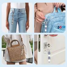 6 hạt kim loại móc chìa khóa đính hạt, thích hợp làm mặt dây chuyền, đồ thủ công DIY, làm đồ trang sức, quà tặng cho nam và nữ, ngày lễ tình nhân - Bạc - Xem 4