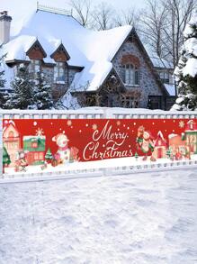 1入組40*200cm聖誕兔子和雪人風格滌綸橫幅,背景布完美裝飾用品的室內聖誕晚會房間牆背景,聖誕晚會裝飾用品用品合適的適用於戶外聖誕柵欄裝飾用品