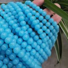 40-100入/包4mm-10mm藍色瓷玻璃水晶珠子diy珠寶配件,適用於項鍊和手鐲製作的散珠