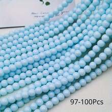 40-100入/包4mm-10mm藍色瓷玻璃水晶珠子diy珠寶配件,適用於項鍊和手鐲製作的散珠