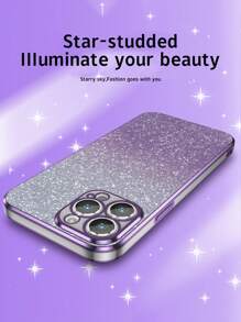 Ốp điện thoại chống rơi mạ điện Y2k mới + Hình dán kim tuyến + Bộ ốp đầy đủ + Tương thích với Apple, , , Oppo, Vivo - Màu tím - Xem 5