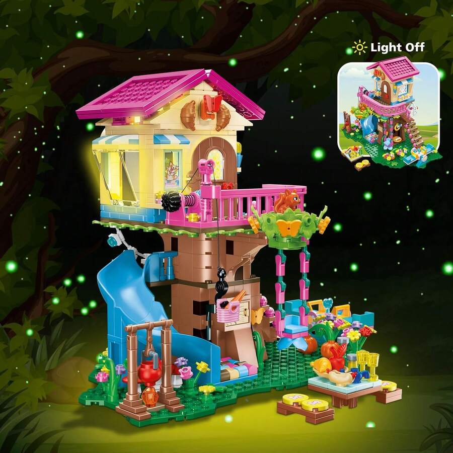 Tree House Building Blocks Toy With LED Light 622 Pieces Tree House