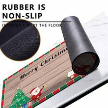 (聖誕屋)聖誕節主題廚房地墊,長吸水性防滑墊適用於家庭廚房 - 棕色 - 查看 5