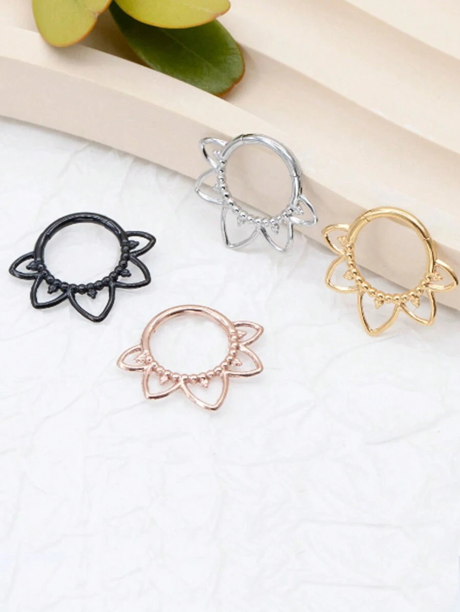 1 cái Của Đúng mốt 316L Thép y tế Hoa sen Cánh hoa Nhẫn Mandala Septum Nhẫn Ngày Nhẫn Xoắn ốc Vỏ sò Xỏ khuyên mũi Thích hợp Đối với Mặc hàng ngày NỮ - Nhiều màu - Xem 1