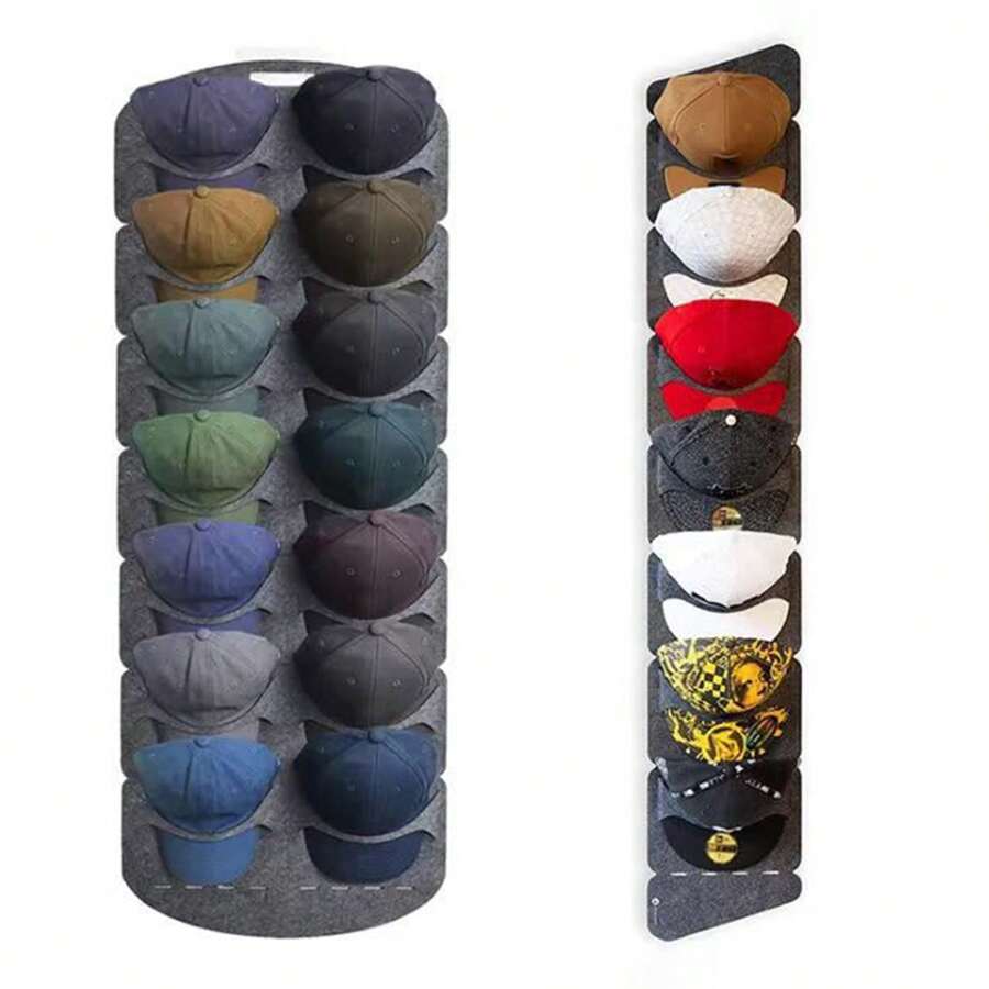 7 Pocket 9.44inch Closet Hat Organizer, Baseball Cap Rack, Cap Door/wall Hanger For Baseball, Golf, Sports Hats, Hat Rack Hooks Organizer For Display - Grey - View 1