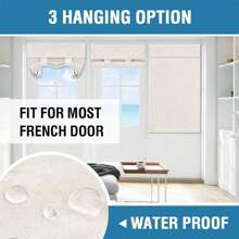 French Door Curtains Linen Textured Privacy French Door Blinds Kitchen Window Curtains Waterproof Room Darkening Curtains For Glass Door Tie Up Shade For Bedroom, 1 Panel - Ivory - 查看 9