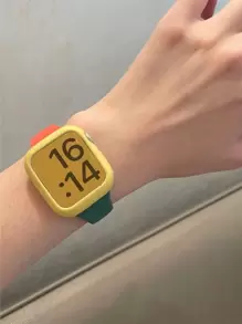 1 Set Unisex Yellow Watch Case + Silicone Watch Band, Compatible With Apple Watch 45mm/44mm/42mm/40mm/41mm/38mm, Fashionable Sports Wristband, Compatible With Series 8/7/6/5/4/3/2/1/SE, Soft, Sweat-Resistant, Elastic, Suitable For Daily Wear And Sports, An Excellent Gift For Friends, Family And Outdoor Enthusiasts. - Yellow - View 5