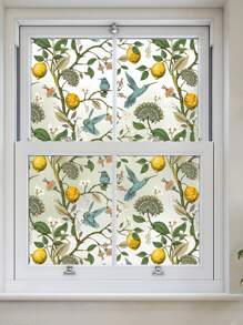 17.7*45.6英寸*1片隱私窗戶膜,藍鳥和檸檬樹圖案霧化玻璃貼紙,防紫外線靜電粘貼窗貼,blt119 - 綠色 - 查看 6