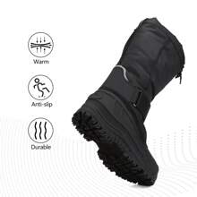 Men's Snow Boots Waterproof Winter Insulated Fur Liner Lightweight Outdoor Hiking Tall Booties - Đen và trắng - Xem 8