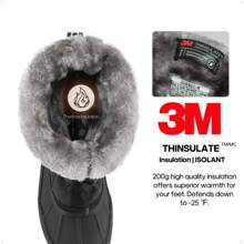 Men's Snow Boots Waterproof Winter Insulated Fur Liner Lightweight Outdoor Hiking Tall Booties - Đen và trắng - Xem 5