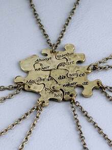 6 件/套时尚锌合金不对称字母“最好的朋友”装饰吊坠项链，非常适合您和您的闺蜜日常佩戴