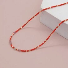 1 件圣诞多色米珠女士项链首饰