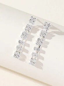 2 件套珠寶套裝,水鑽項鍊和耳釘,婚禮、派對新娘配件 - 銀色 - 查看 4