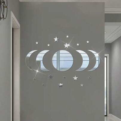 21pcs Combination Of Star And Moon Mirror Wall Stickers For Living Room, Bedroom, And Entryway Decor,Stickers,Wall Decal, Vinyl Decal For Home Decorations,Spring Decoration Items Refresh Your Home,Rama Decoration Stickers Gifts Birthday Graduation Wall Decor Room Decor Wall Mirror Mirror For Room Bathroom Decor Living Room Decor