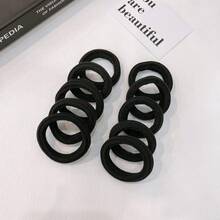 10入簇 無縫彈性女士髮圈,高彈性,耐用,黑色,不損害髮絲,秋季必備