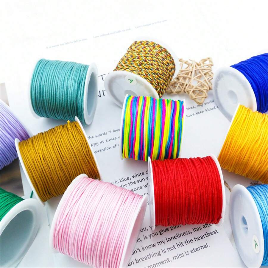 1pc Jade Color Nylon Thread For Diy Bracelet, Necklace, Pendant String, Jewelry Making Cord - Maroon - View 1