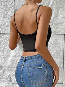 Top ajustado con tirantes para mujer - Negro - Ver 6