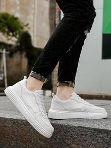 Nam Chóp giầy tròn Cắt thấp Nhẹ Giày trượt băng , Trắng Màu sắc Phong cách tối giản Thoải mái Toàn trận Chống trượt Không thấm nước Thể thao Đi dạo Giải trí Giày thể thao - trắng - Xem 7