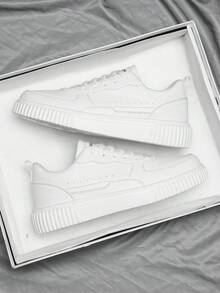 Nam Chóp giầy tròn Cắt thấp Nhẹ Giày trượt băng , Trắng Màu sắc Phong cách tối giản Thoải mái Toàn trận Chống trượt Không thấm nước Thể thao Đi dạo Giải trí Giày thể thao - trắng - Xem 8