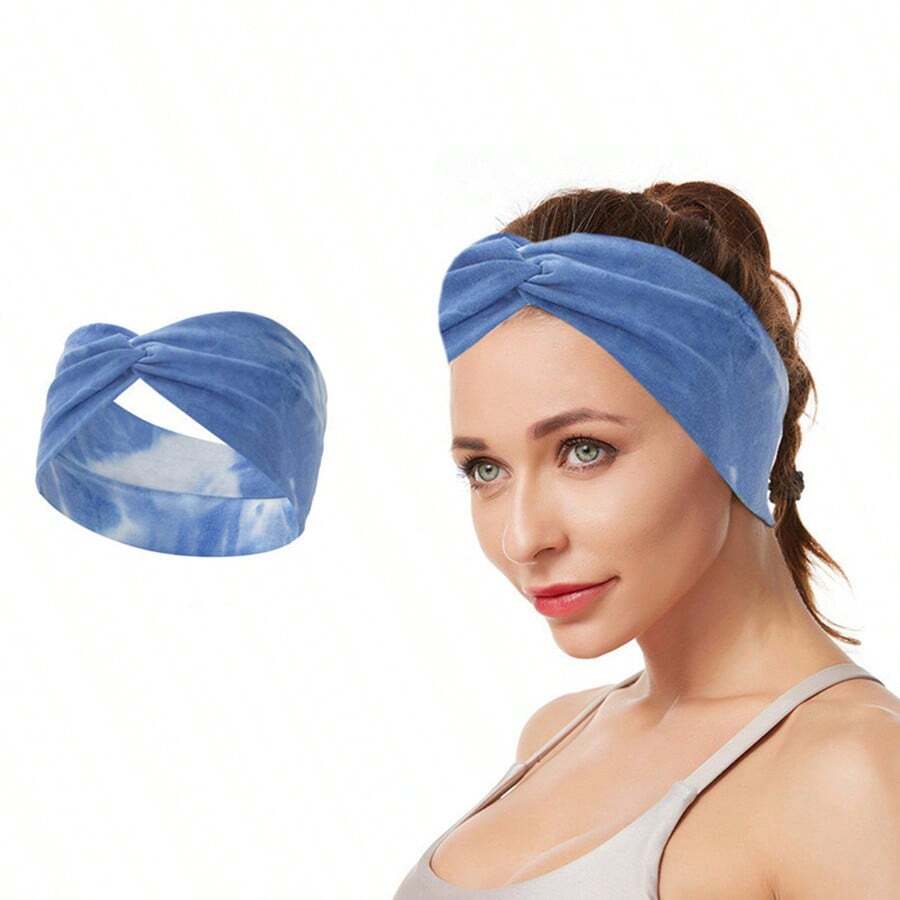 1入女士染色交叉綁定健身&瑜伽彈性頭帶髮飾