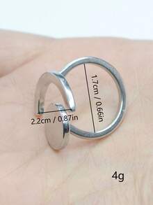 1件新款时尚个性化轻奢风格百搭不锈钢戒指 - 銀色不規則 - 查看 3