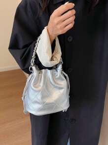 Chain Decor 女款斜背包與手提包 - 銀色 - 查看 4