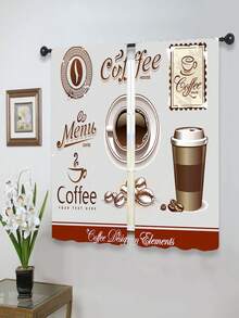 2 Miếng Dán Túi In Phòng bếp Rèm cửa Đối với Phòng ăn , Phòng khách , Cà phê Quán bar , Ngắn Cửa sổ - Cà phê nâu - Xem 2