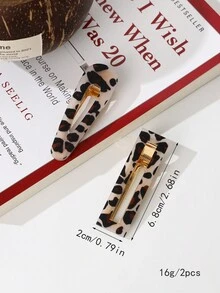 2pcs Women Leopard Print Hair Clip Set - Multicolor - View 4