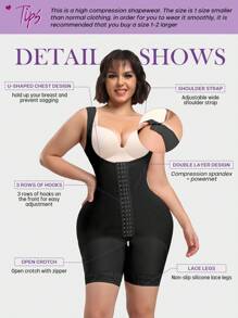 Women Zipper Crotch Shapewear - Black - View 7