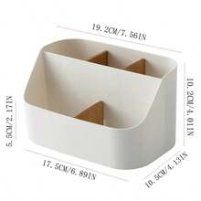 1入組桌面文具收納盒,多功能客廳桌面收納盒,化妝桌收納盒 - 白色 - 查看 6