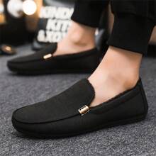 Men's Velvet Loafers - Black - View 1