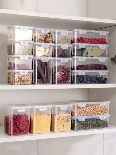 2个装厨房塑料分隔储物盒，密封食品储物盒，厨房必备收纳用品