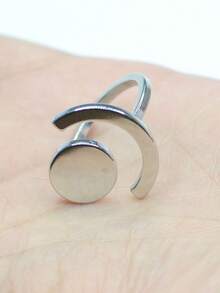 1件新款时尚个性化轻奢风格百搭不锈钢戒指 - 銀色不規則 - 查看 2