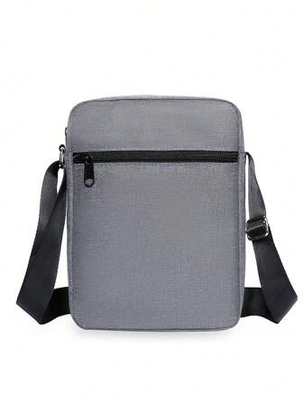 Herrryggsäck för fritidsbruk, ny moderiktig axelväska, enfärgat nylontyg, dragkedja, snygg axelväska