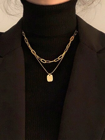 st dubbellagers kärleksbrev och alfabetshängshalsband för kvinnor, unik design, icke-blekande nyckelbenskedja