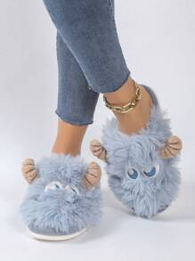 Women's Plush Slippers, Comfortable & Soft Open Toe Anti-slip Indoor Slippers, Home Slides