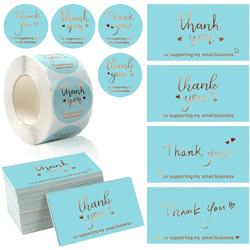 50pcs(pack)/500pcs(roll), GreenThank You Cards(9cm3.5''/2.5cm1