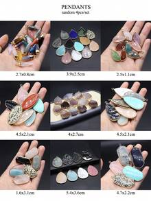 4 件/套隨機顏色天然石材吊墜吊墜適合 Diy 女士男士項鍊珠寶配件日常禮物