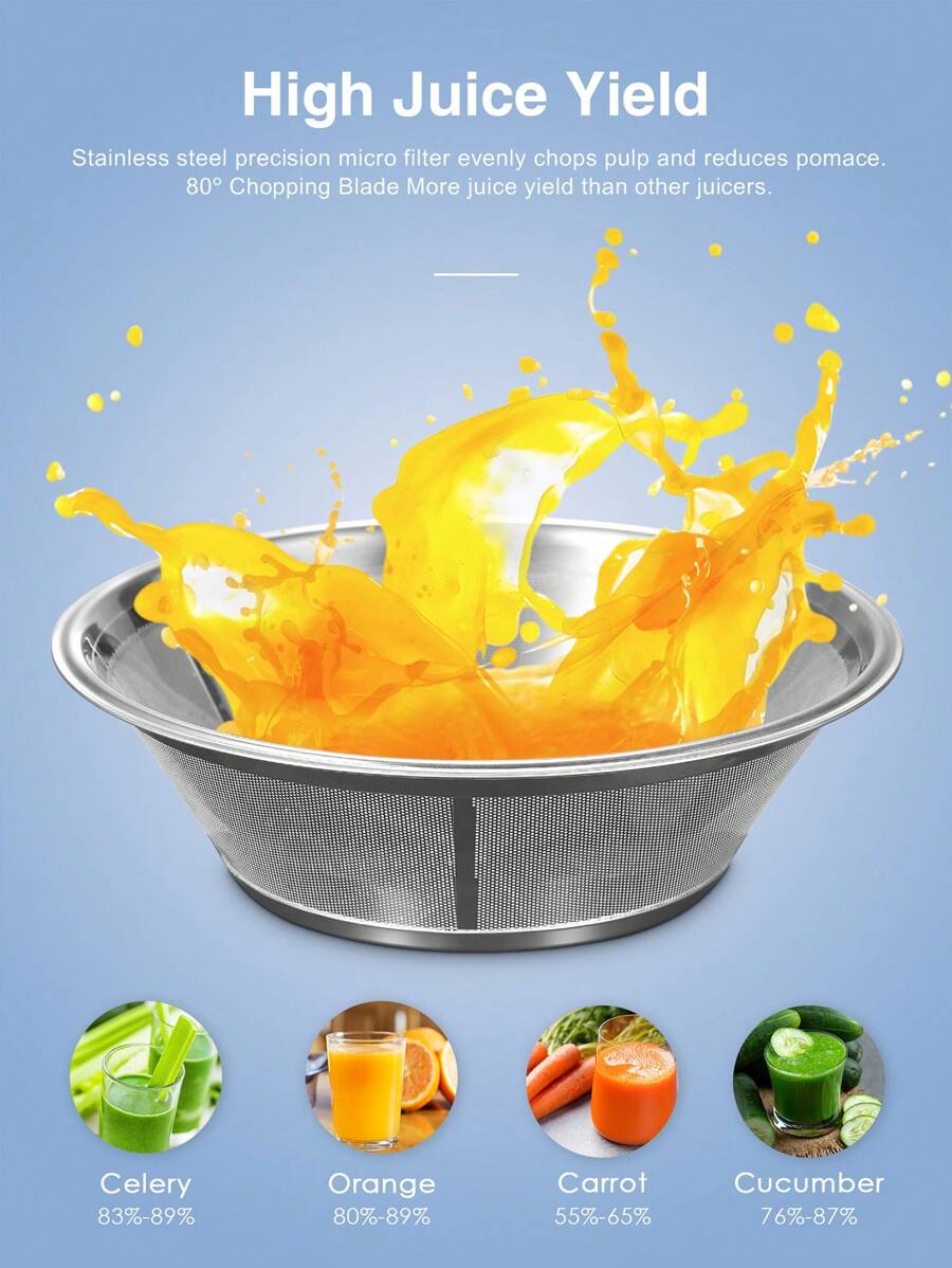 QCen Juicer Machine, 800W Centrifugal Juicer Extractor with Wide Mouth