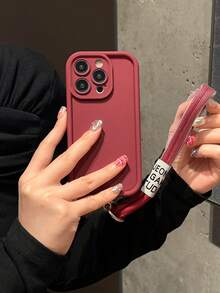 Nylon Wrist Strap & Lanyard Drop Proof Phone Case Compatible With Iphone - Burgundy - View 1