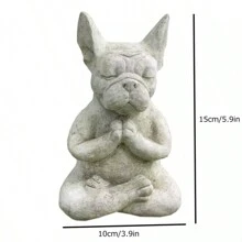 1入組冥想中的法國鬥牛犬造型花園/家居/戶外樹脂裝飾品,適用於禪修和冥想 - 灰色 - 查看 2